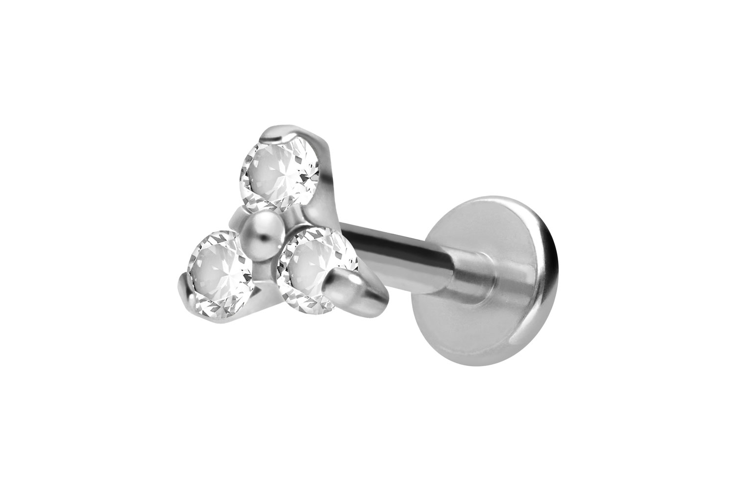 Titan Labret Piercing mit Innengewinde KRISTALLBLUME